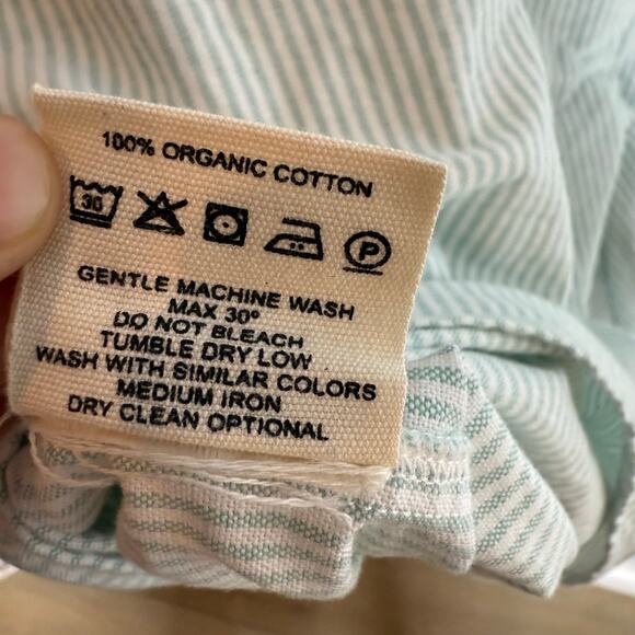 Djer Avenue Breezy Shirt Green Stripe 100% Organic Cotton - Picture 8 of 8